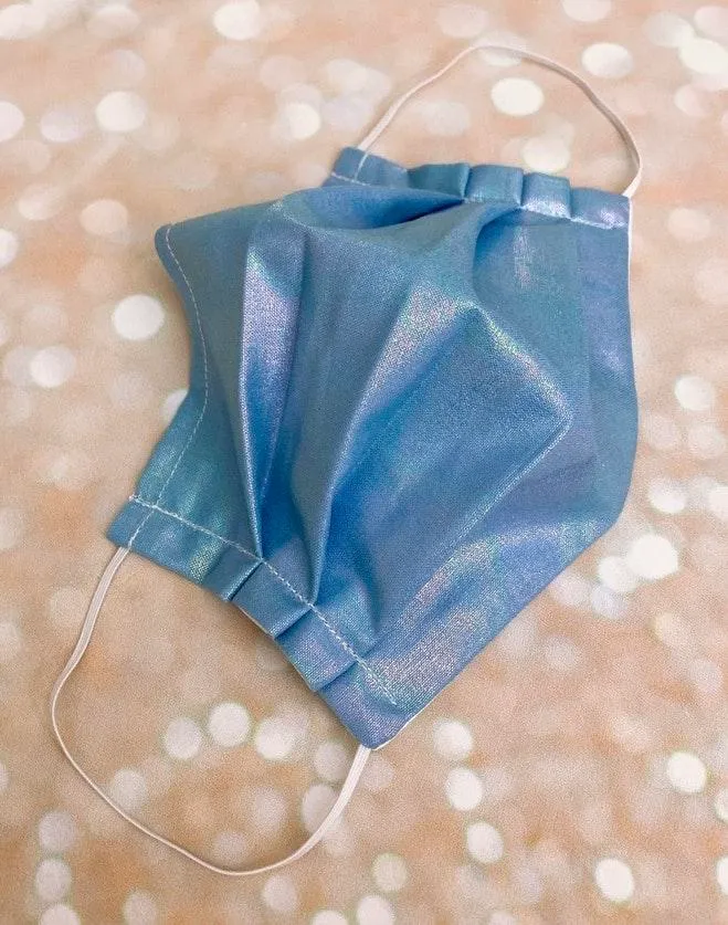 Blue Silver Iridescent Premium Cotton Face Mask - Image 2