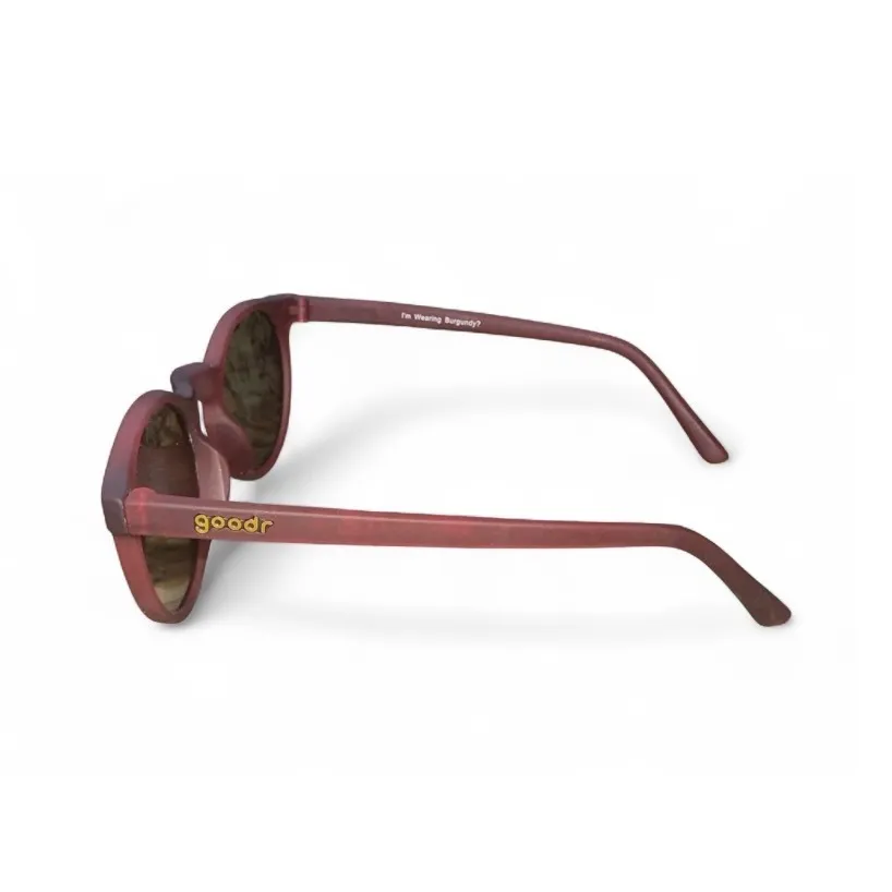 Goodr "I'm Wearing Burgundy?" Sunglasses Matte Burgundy Round Lens UV Protection Red - Image 2