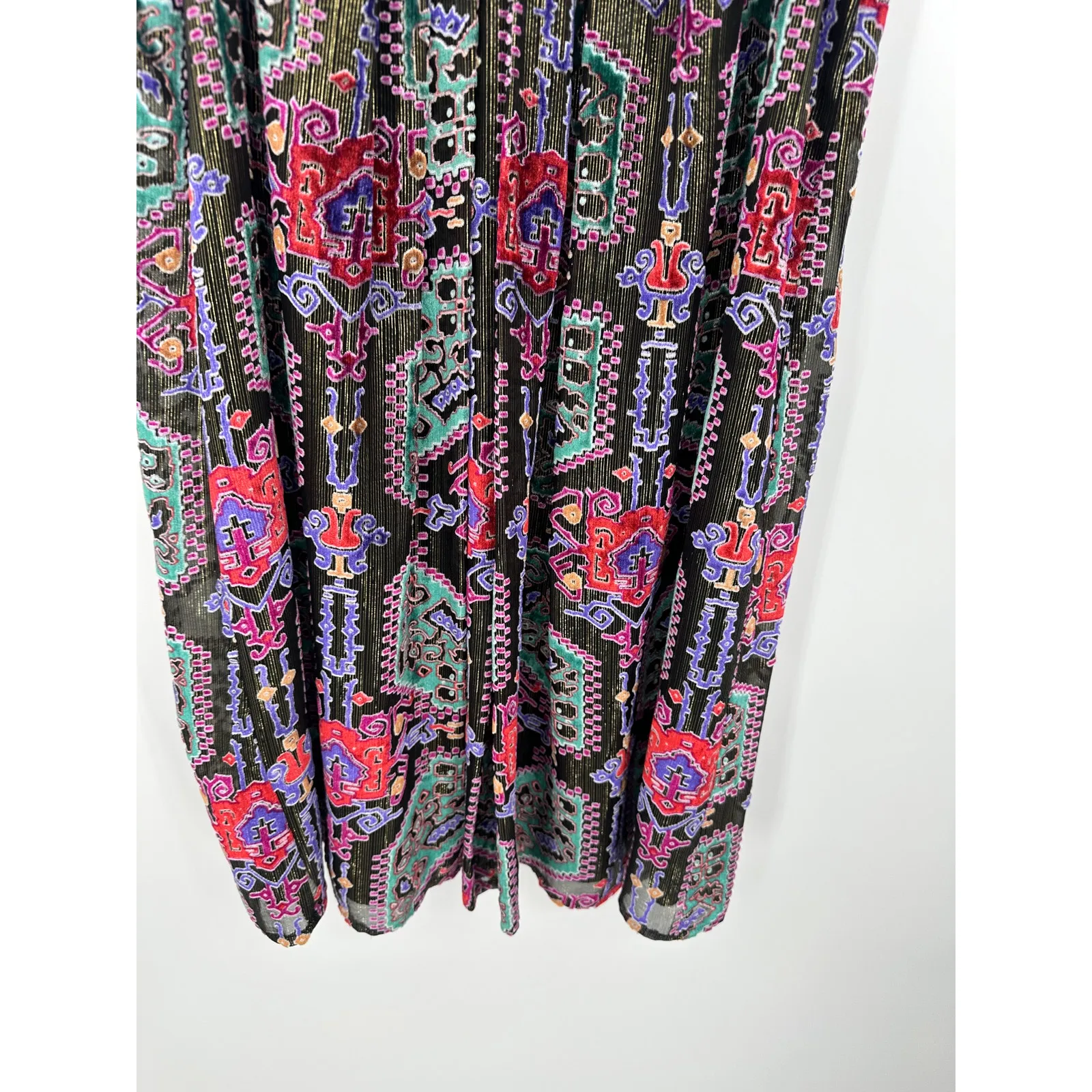 Anthro Moulinette Soeurs Linnea Mini‎ Dress Women Medium Velvet Metallic Swing - Image 4