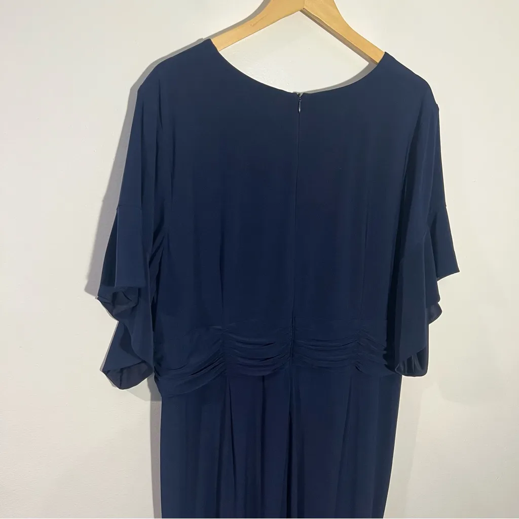 Jessica Howard Plus Size Navy Surplice Ruched Jersey Jumpsuit in 2X - Image 8