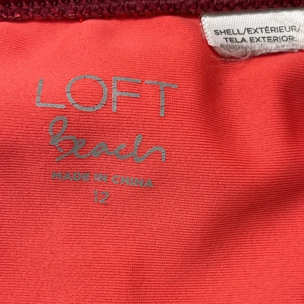 Women’s LOFT Beach Maroon Side Tie Halter V-Neck Swimsuit Size 12 EUC #1925 - Image 7