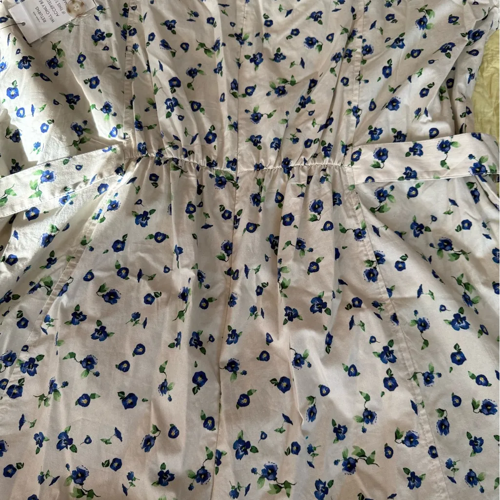 Women’s Eloquii Cream Floral Puff Sleeve Square Neck Cotton Romper Size 20 NWT - Image 5