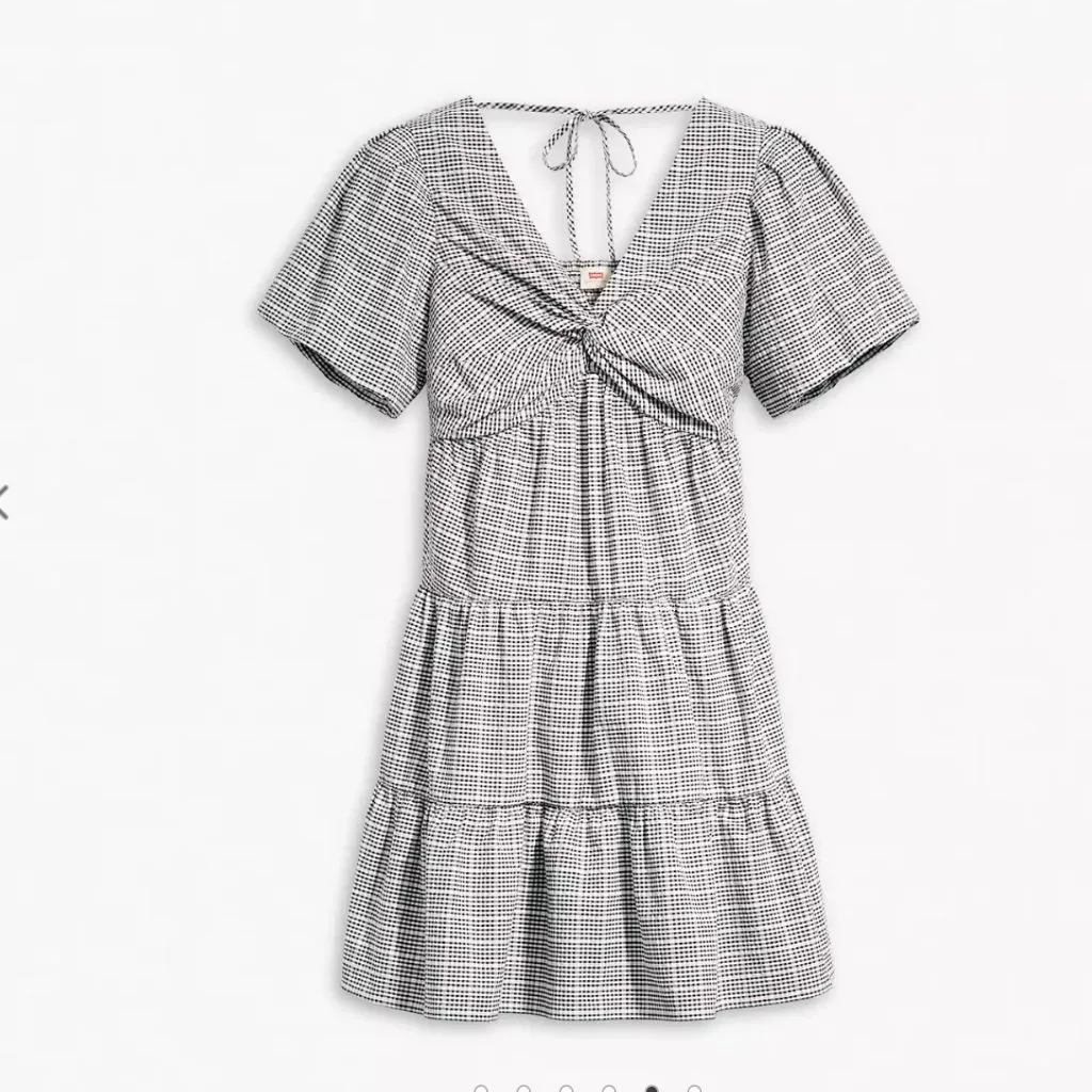 NWT LEVI'S Volume Sleeveless Dress In Katherine Seersucker Plaid Cloud Dancer - Image 7