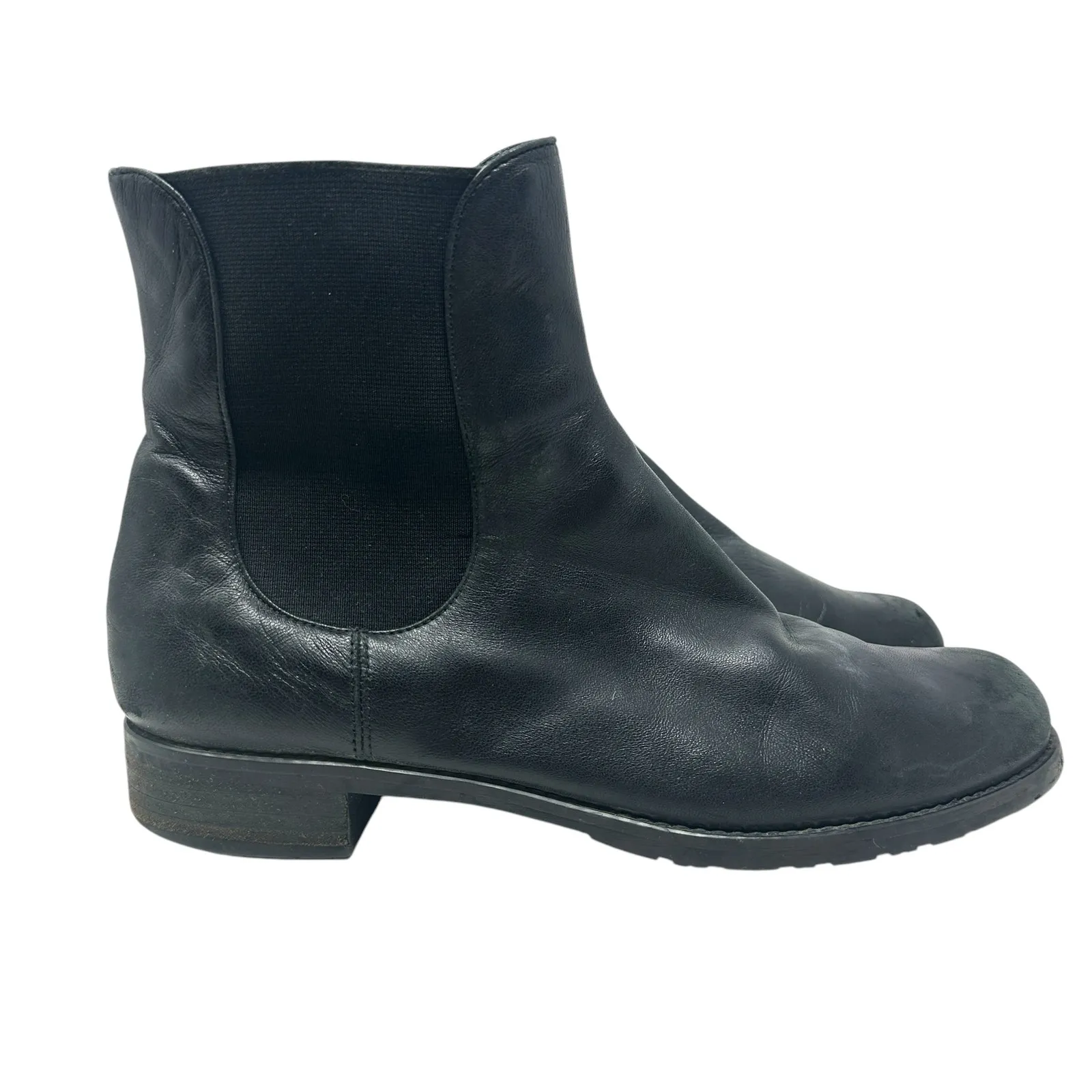 Stuart Weitzman‎ Leather Chelsea Boots Stretch Sides Pull-On Black Size 9 - Image 4