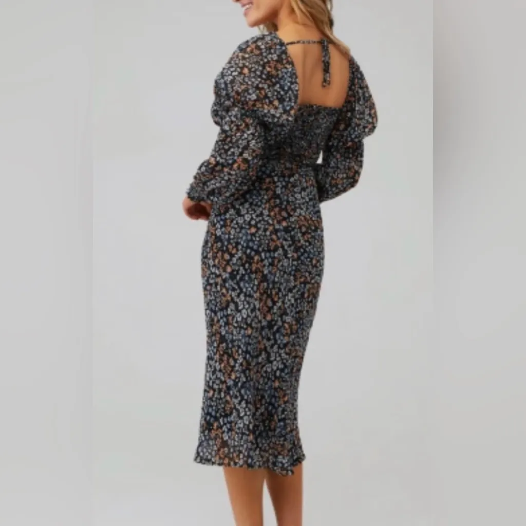 Astr The Label Salinas Black Floral Long Sleeve Midi Dress Small $139 - Image 3