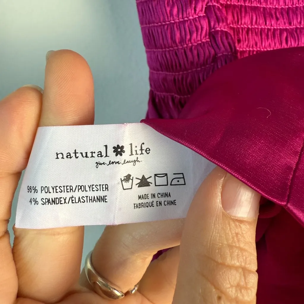 Natural Life Smocked Waist Satin Shorts Magenta Size SM Festival Hippie Boho - Image 6