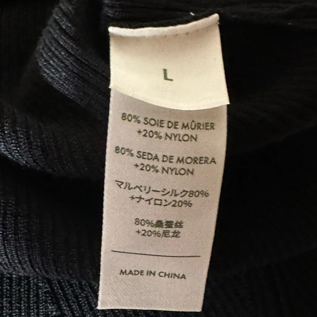 Lilysilk NWOT Black Ribbed Bodycon Knit High Neck Silk Blend Mini Dress Large - Image 7