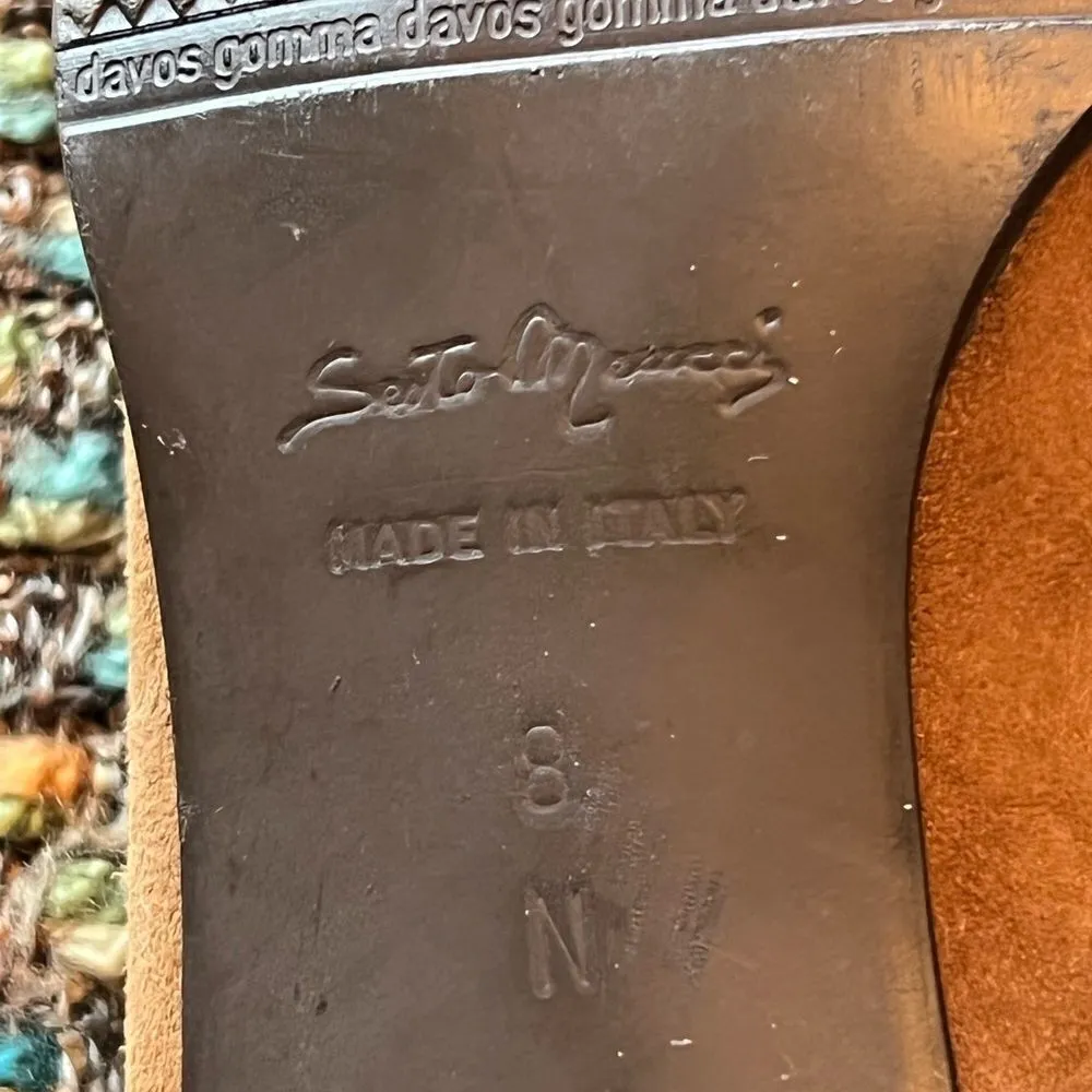 Sesto Meucci Italian Made Tan Suede Pumps with Chunky Heel Tan Size undefined - Image 7