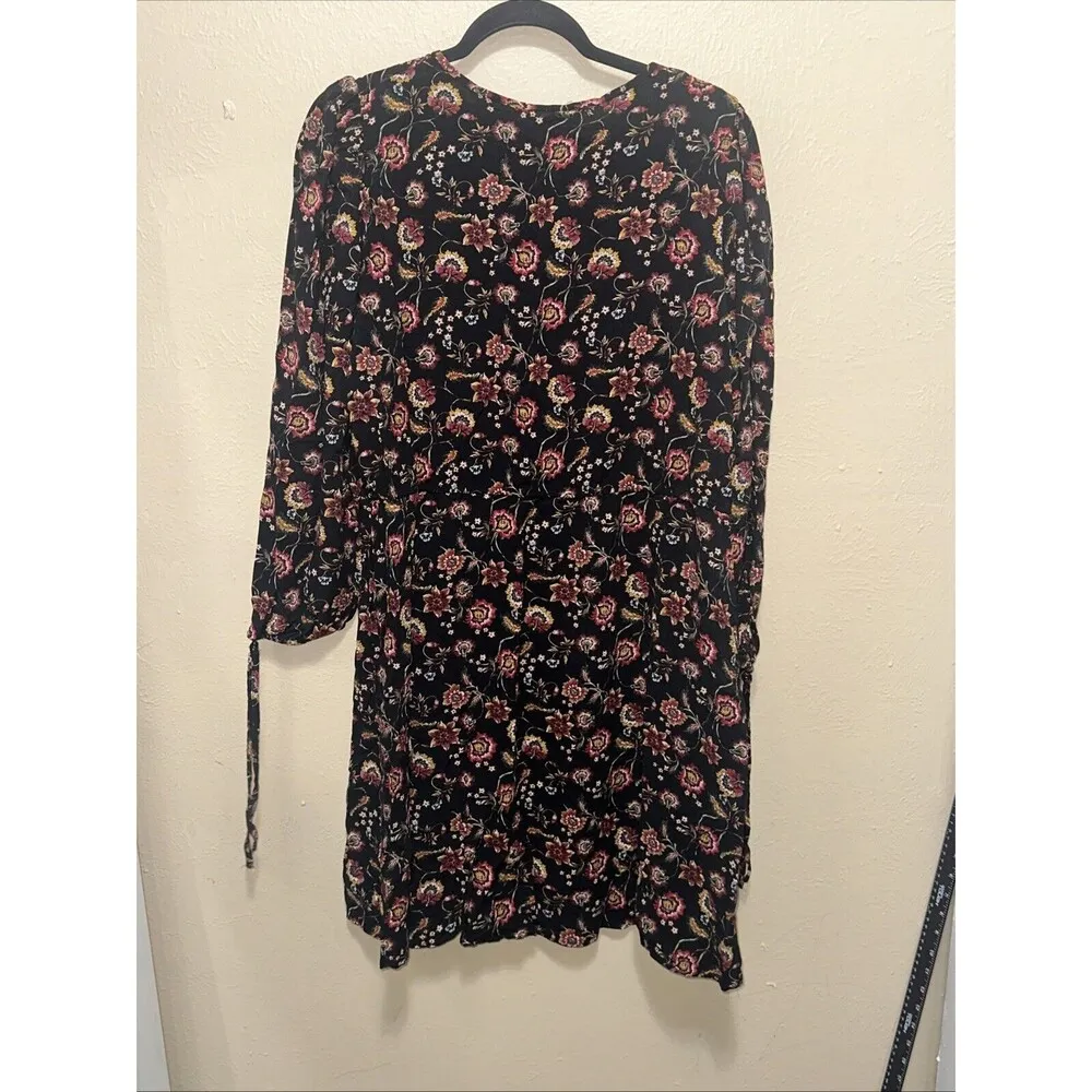 Floral Print Dress Long Sleeve Black Bohemian Mini‎ or Tunic Size 3X - Image 5