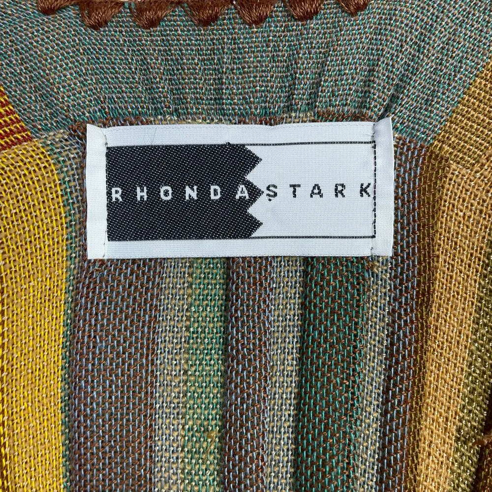 Rhonda Stark Southwestern Italian Acrylic Carnival Stripe Fringe Serape Shawl OS - Image 7