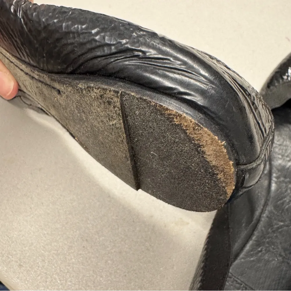 Tory Burch Black Leather Ballet Flats Womens 6.5 Classic Preppy Casual Slip On - Image 7