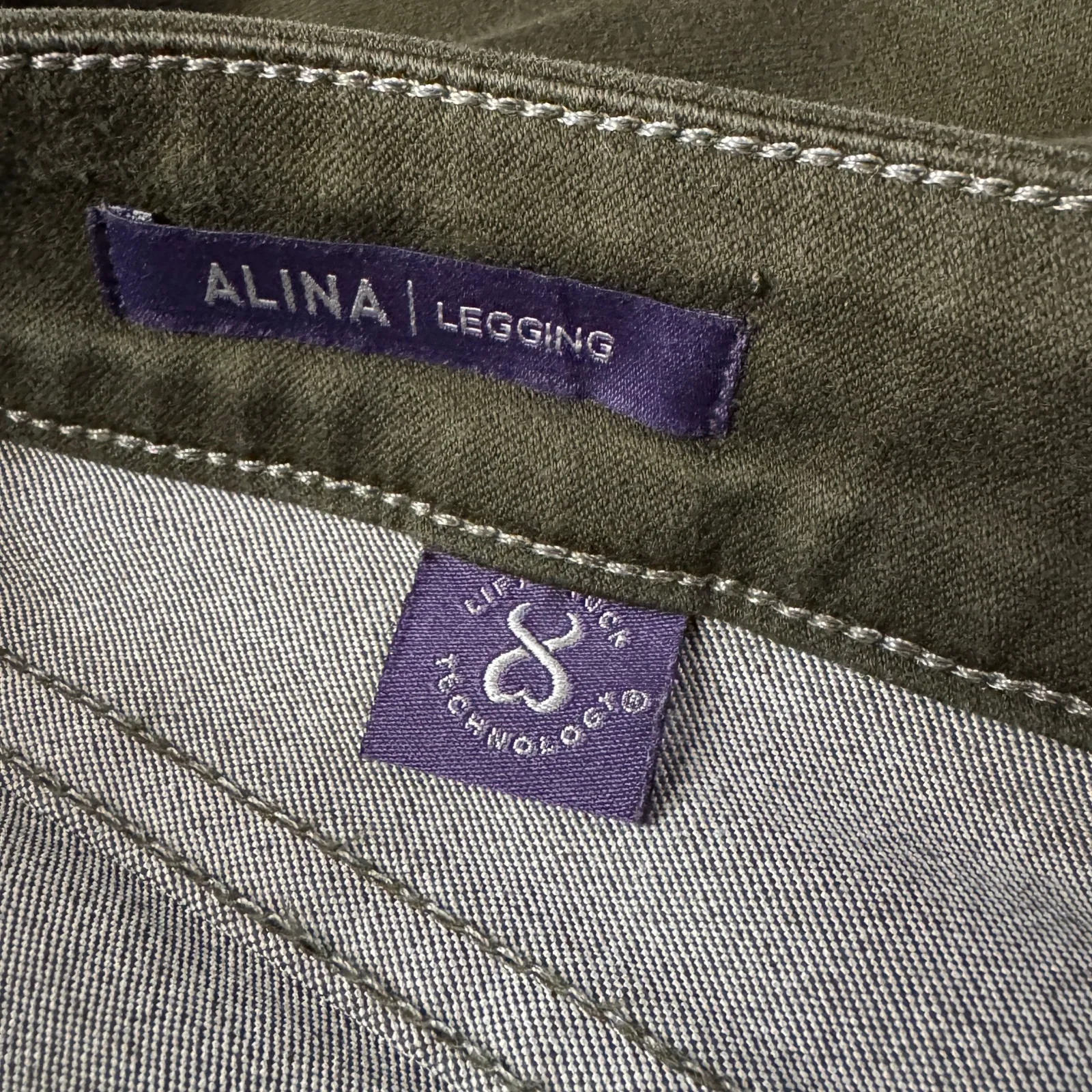 NYDJ SZ 4 Alina Legging Jeans LiftxTuck Stretch Mid-Rise Zip-Fly Olive Green - Image 8