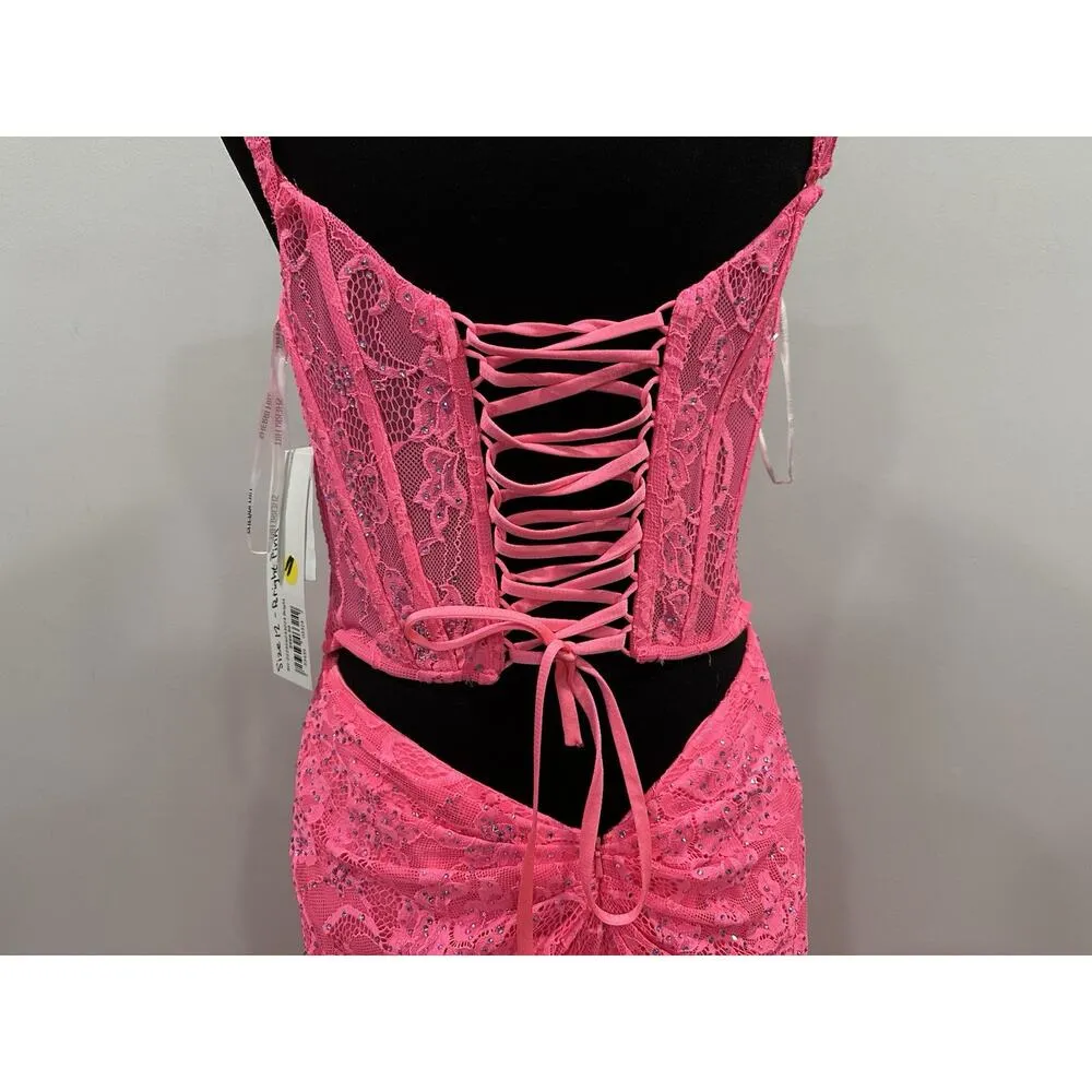 Sherri Hill 56033 Corset Back Off the Shoulder Gown Bright Pink Sz 12 NWOT - Image 7