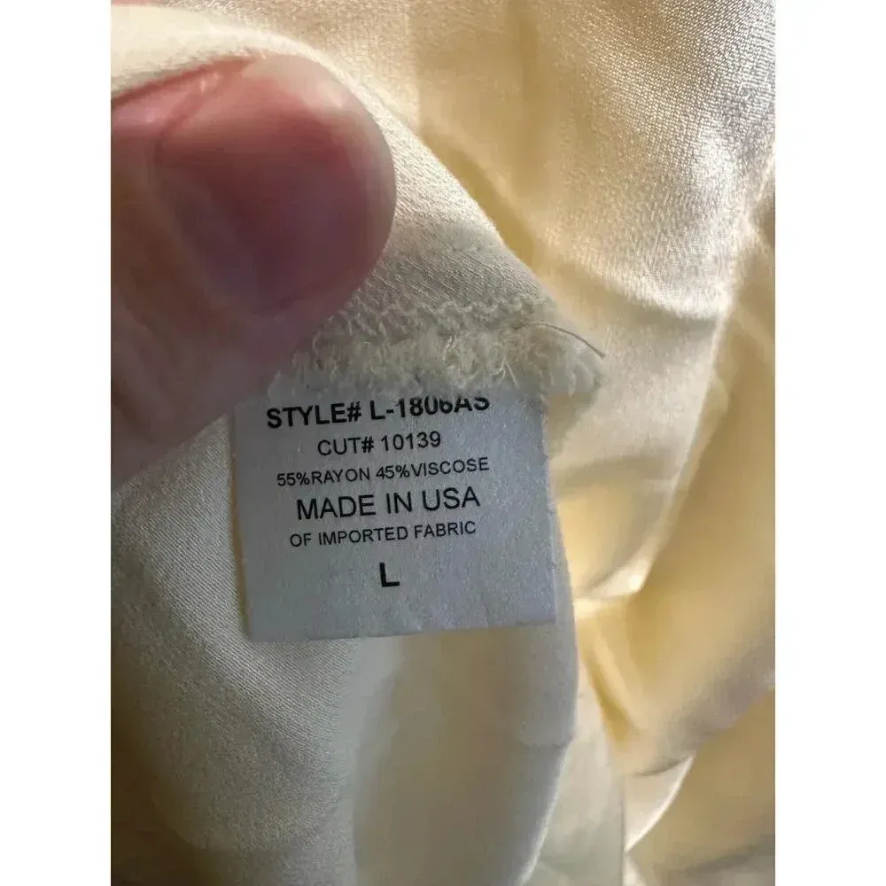 NWT Lanston‎ Satin Like Pale Yellow Dress Size L - Image 4