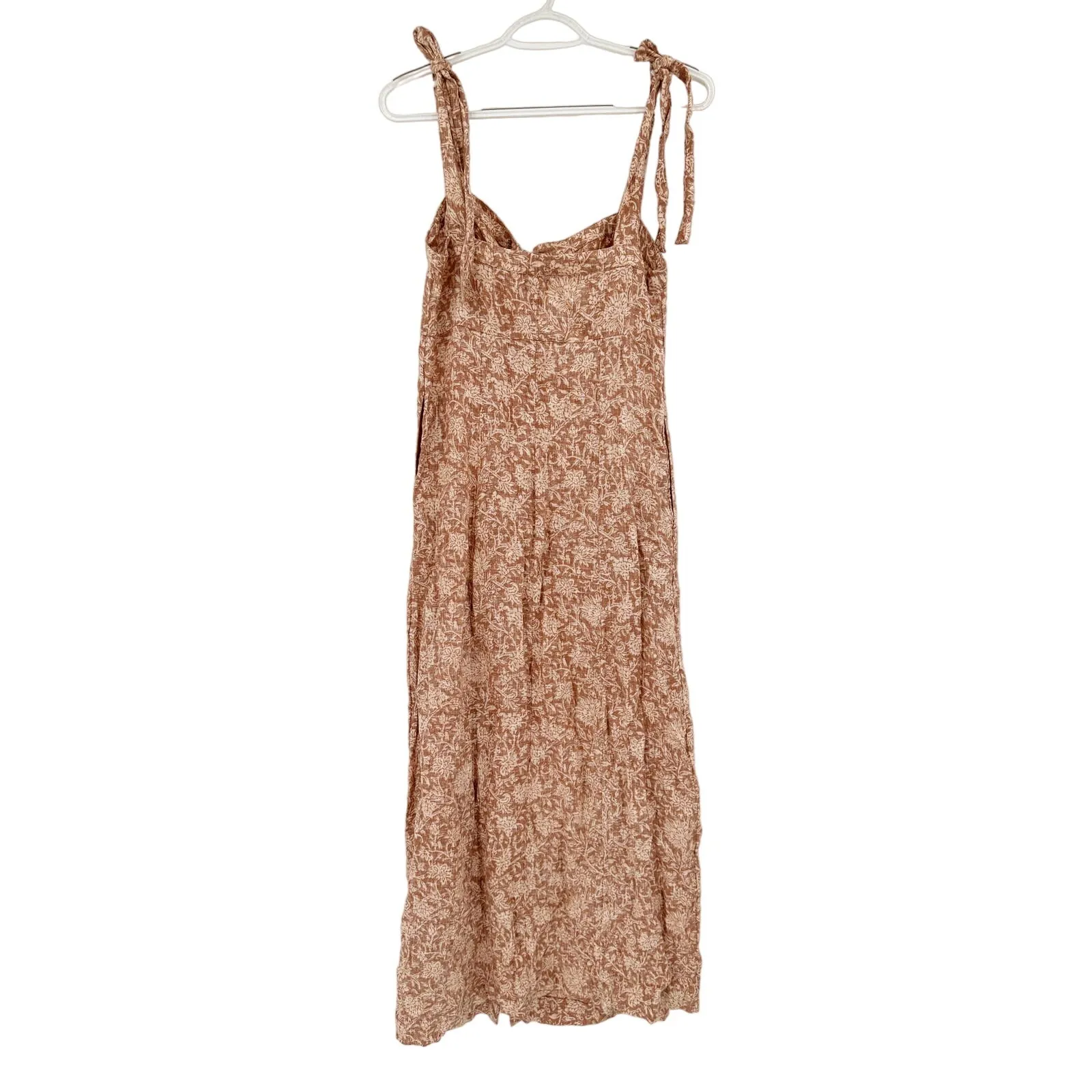 Faherty Kendall Dress Maxi Dress Button Front Linen Bronze Riviera Floral XS - Image 2