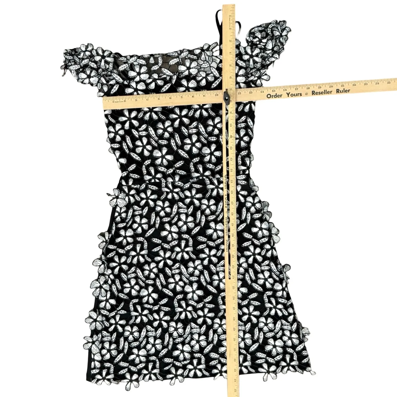 French Connection Off Shoulder Black White Floral Lace Fulaga Dress sz 2 NEW Tag - Image 6