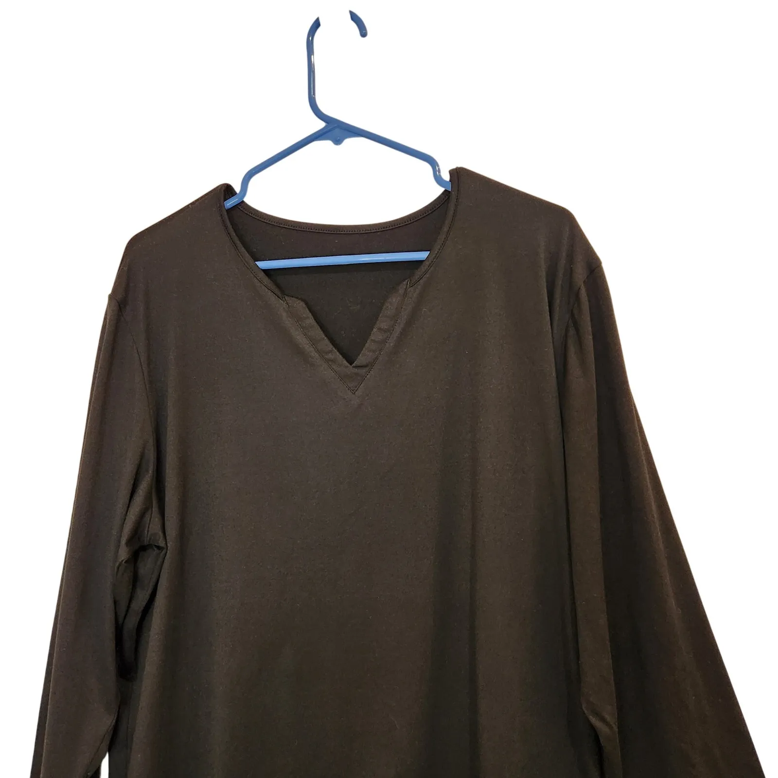 Essentials Brown Brushed Cotton Warm Cozy Layering V - Image 4