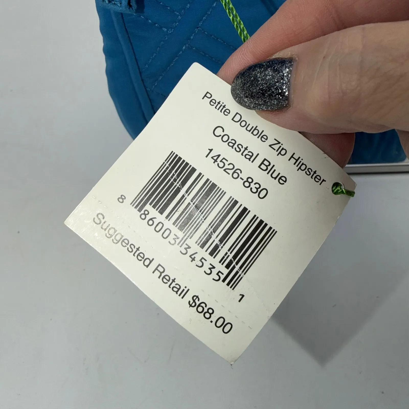 Vera Bradley Petite Double Zip Hipster Crossbody Bag Coastal Blue Quilted - Image 3