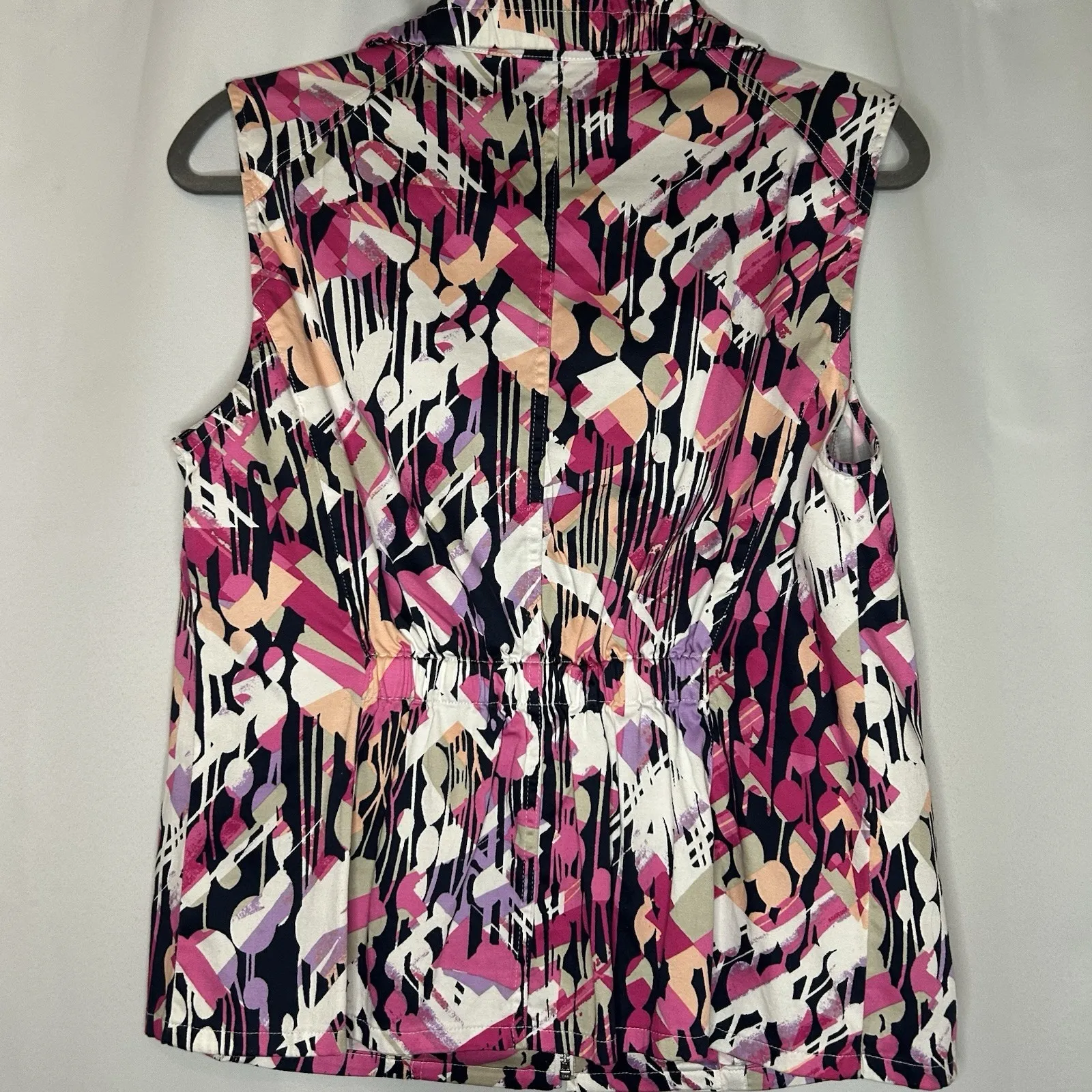 Christopher & Banks Medium Full Zip Vest Pink Lavender White Black‎ - Image 5