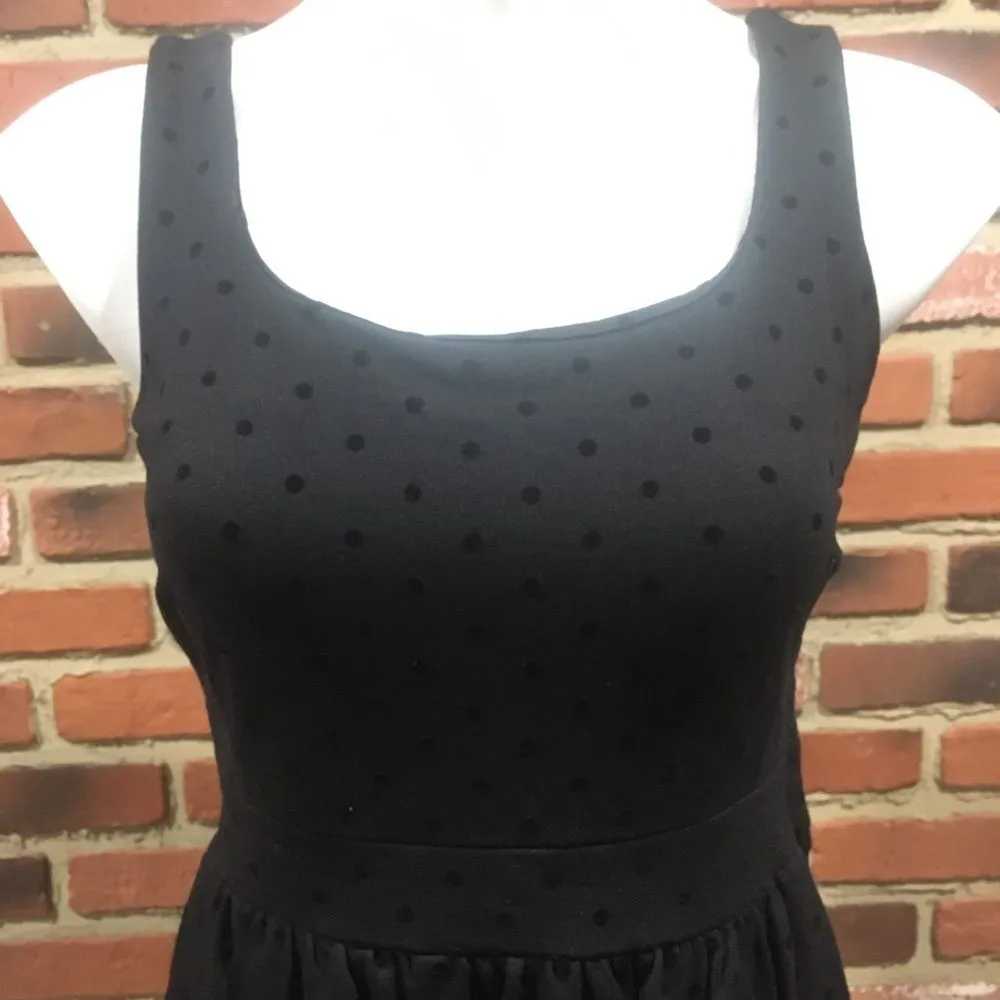 Madewell Velvet Polka Dot Dress Sz S Sleeveless Short Little Black Dress - Image 3