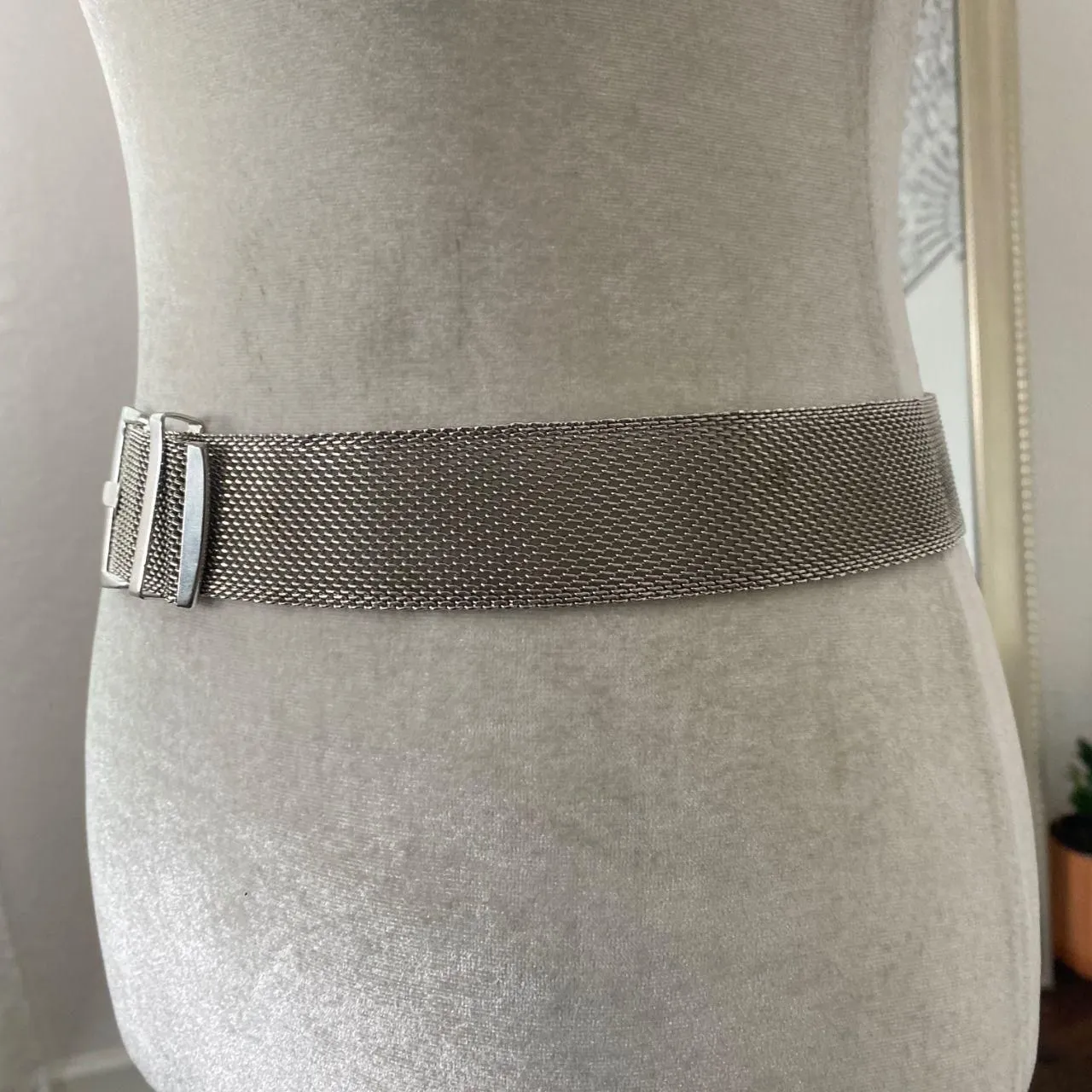 Early 2000's Chunky Silver Mesh Metal Waist Belt 26 - Image 4