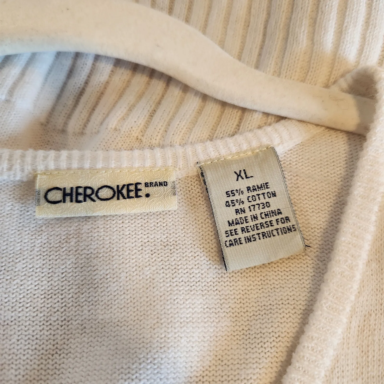 Vintage White Stag White Tie Front Knit Cardigan Long Sleeve Scallop Hem L - Image 6