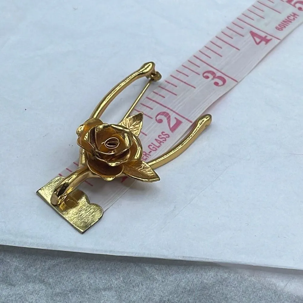 Vintage Coro GP wishbone & Rose brooch Gold - Image 5