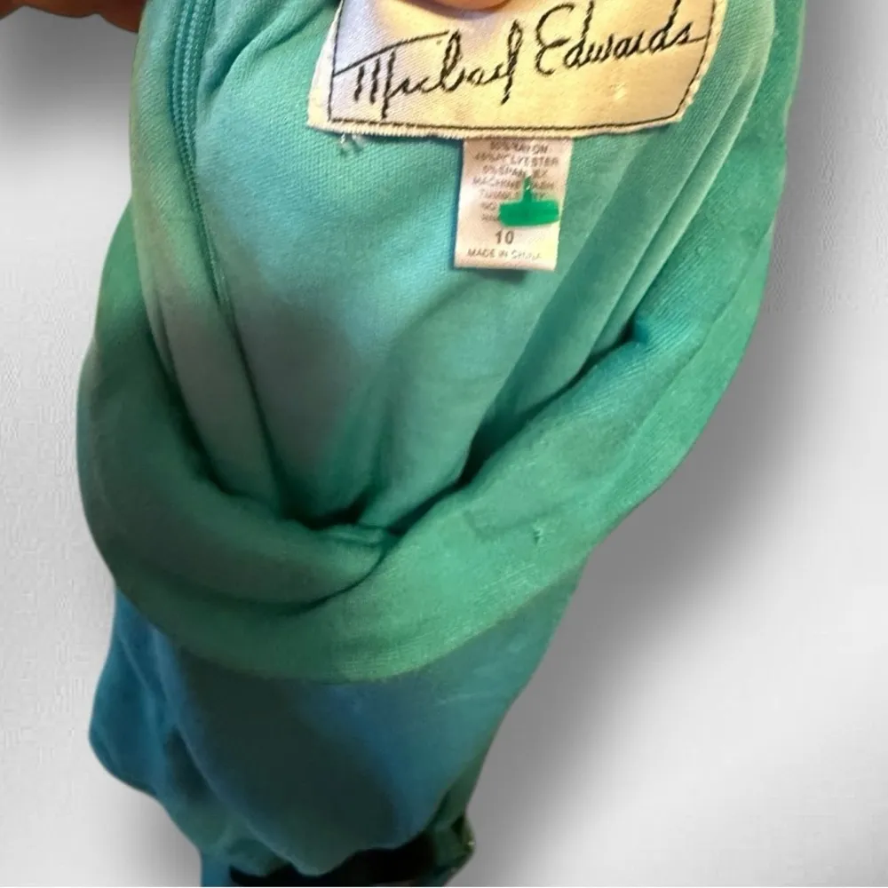 Michael Edwards Green Dress with Belt Size 10 - Image 5