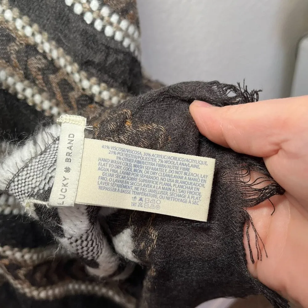 Lucky Brand Open-Front Knit Kimono Cardigan Shawl boho  Fringe Hem One Size - Image 11