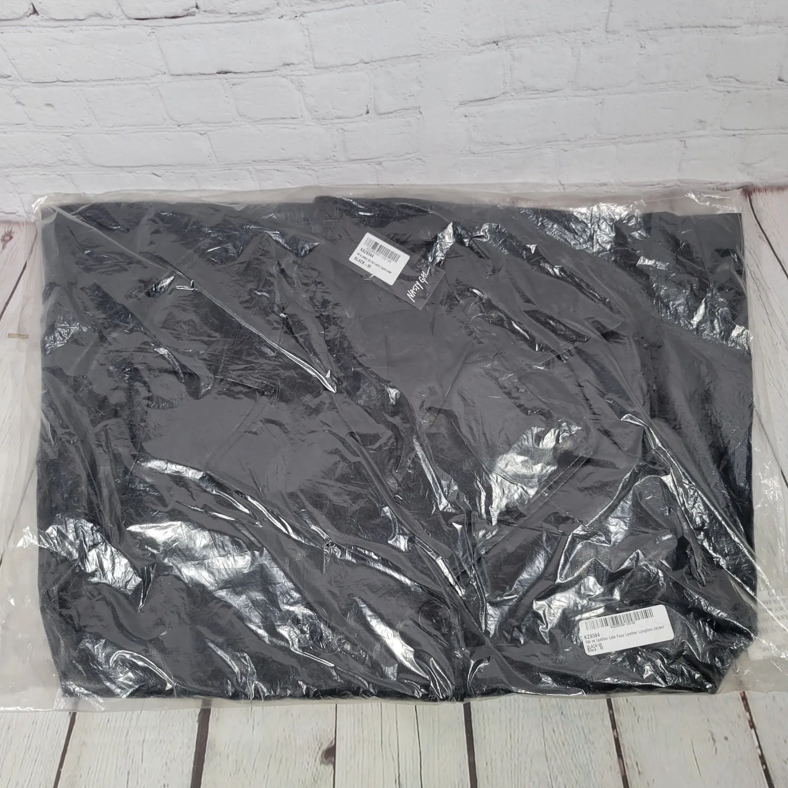 Nasty Gal Collection Black Faux Leather Longline Trench Coat Jacket Women's‎ M - Image 11