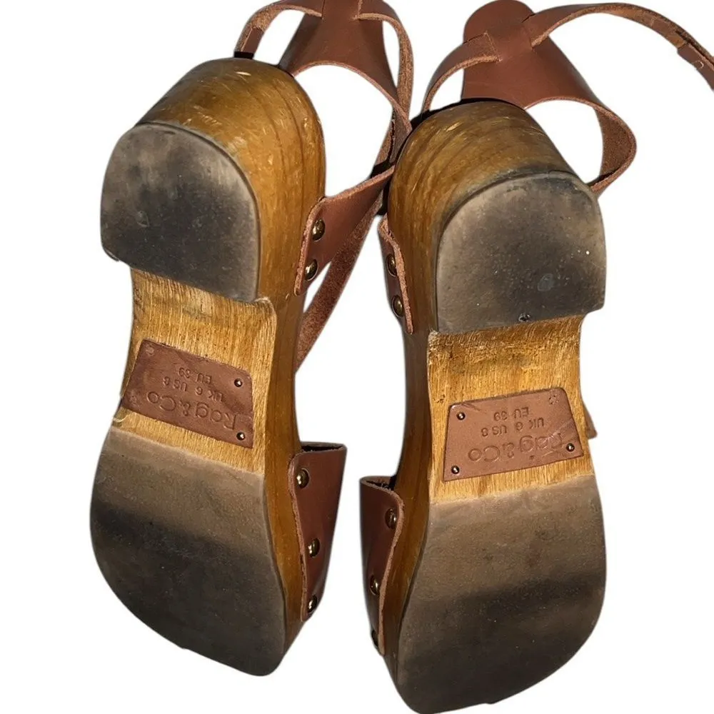 Rag & Co Brown Leather Women's Sandals Size 8 - Image 4