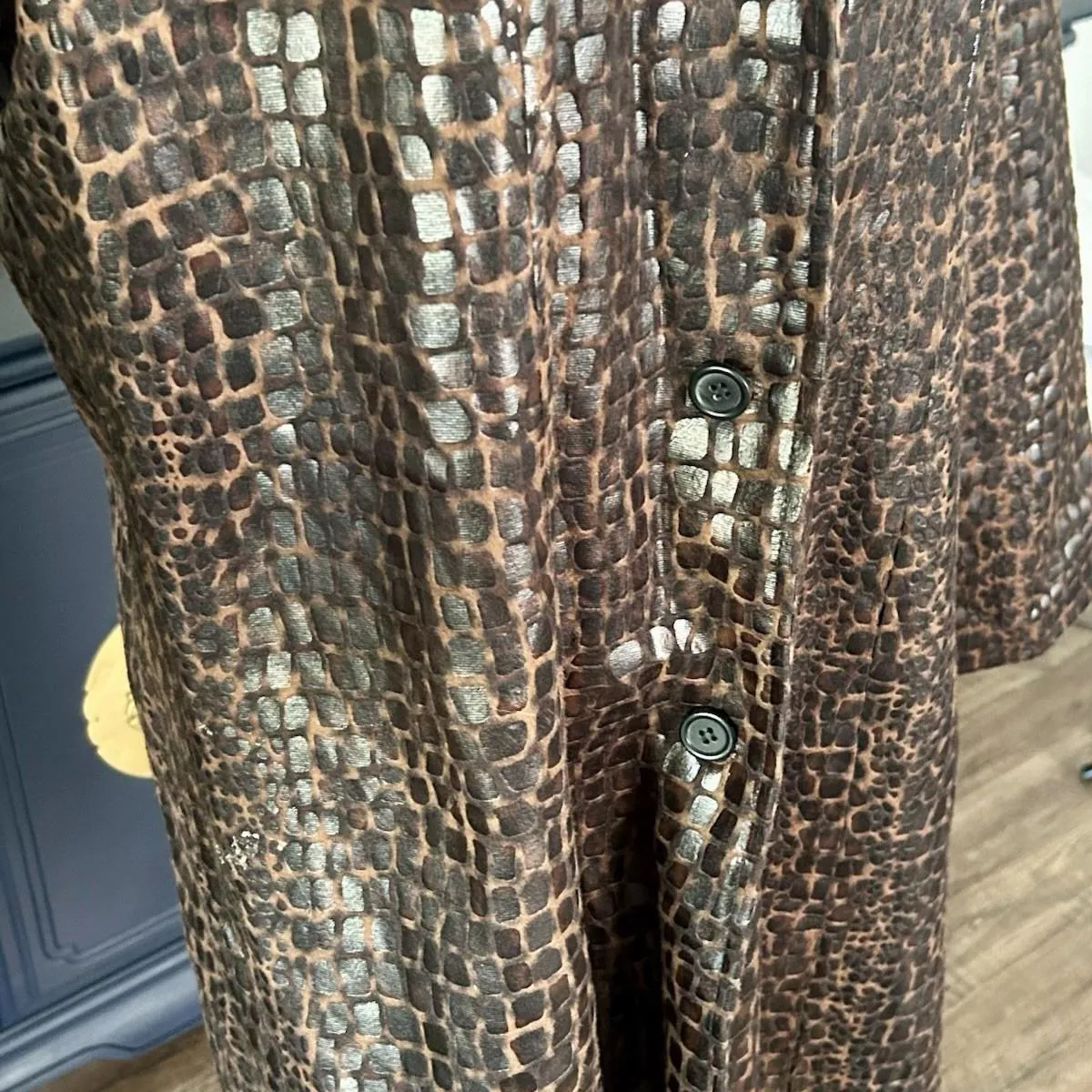 Selene Sport Coat For Women Size XL, Brown and Black Faux Leather Crocodile - Image 6