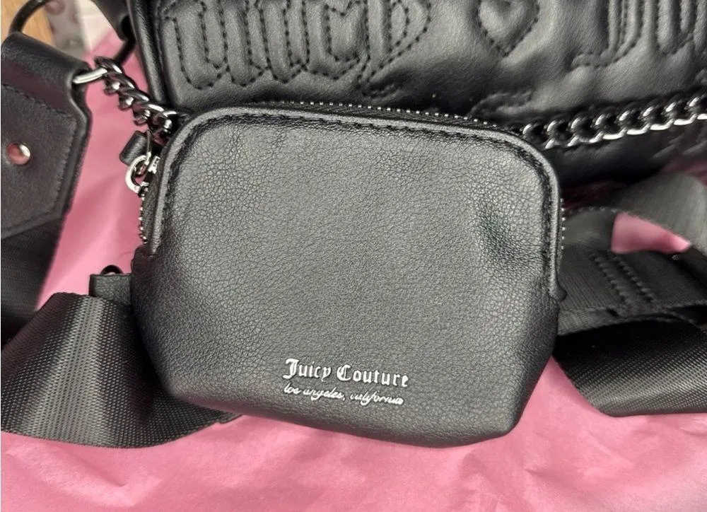 Juicy Couture Juicy Puff Barrel Crossbody Bag with Chain Liquorice - Image 4