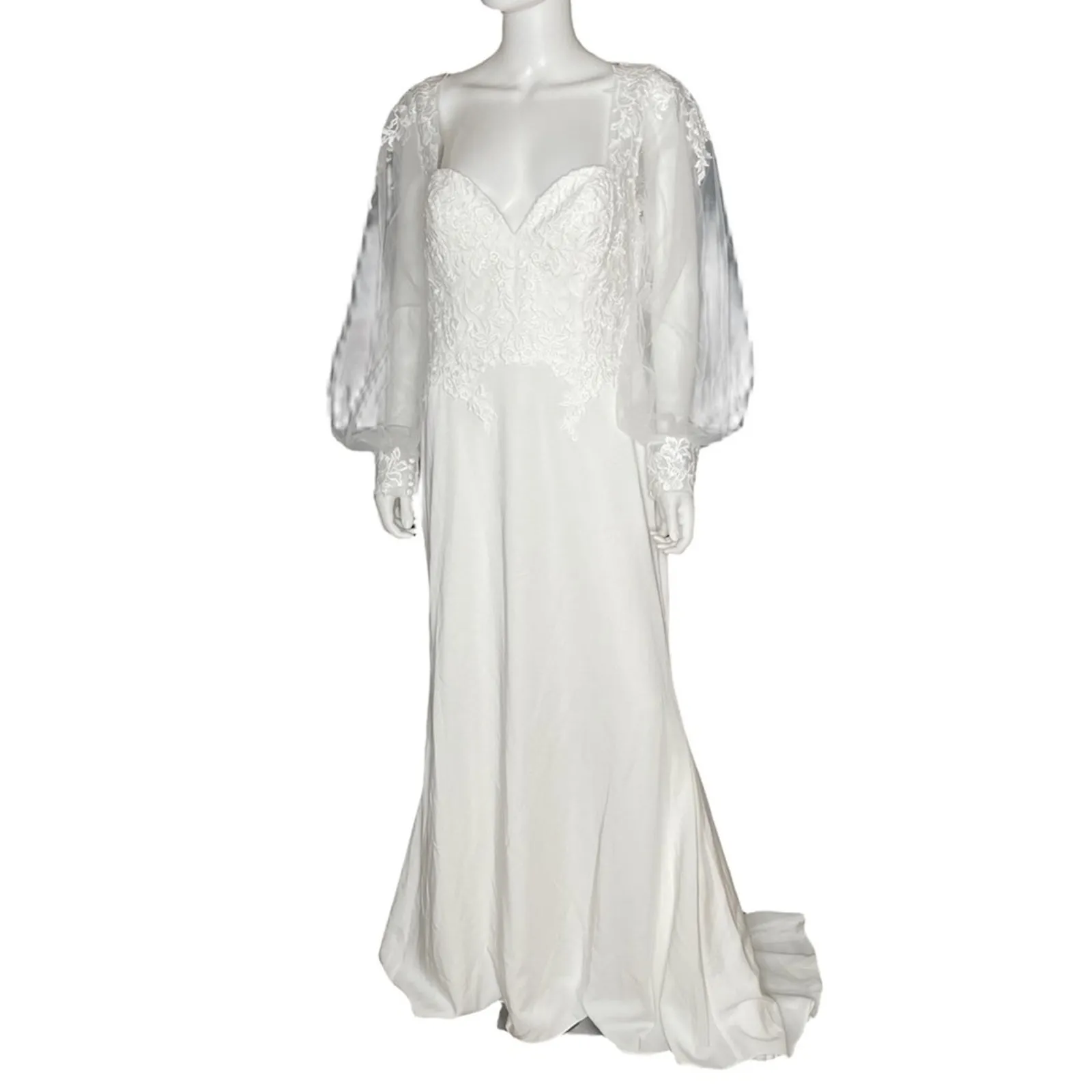 Lulus Timeless Adoration White Embroidered Bishop Sleeve Maxi Dress Womens Sz XL - Image 2