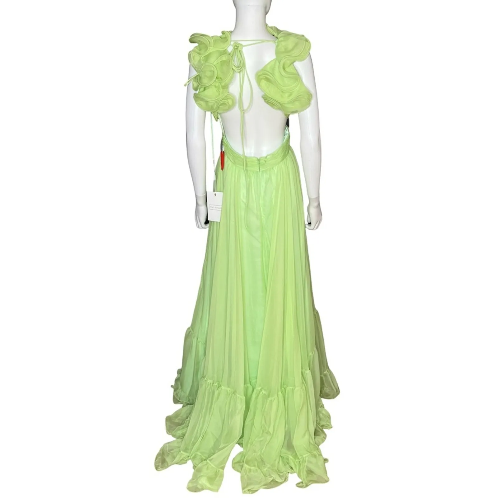 Mac Duggal Ruffle Tiered Cut-Out Chiffon Gown 67911 Mint Women’s Sz 8 - Image 7