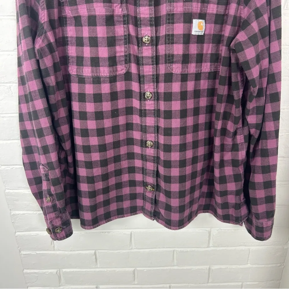 Carhartt Rugged Flex Loose Fit Midweight Flannel Long Sleeve Plaid Shirt Size L - Image 4