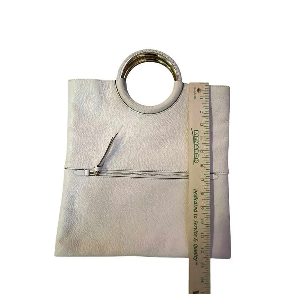 Michael Michael Kors Rosie Ring Foldover Clutch NEW with Marks Lt Cream Leather - Image 11