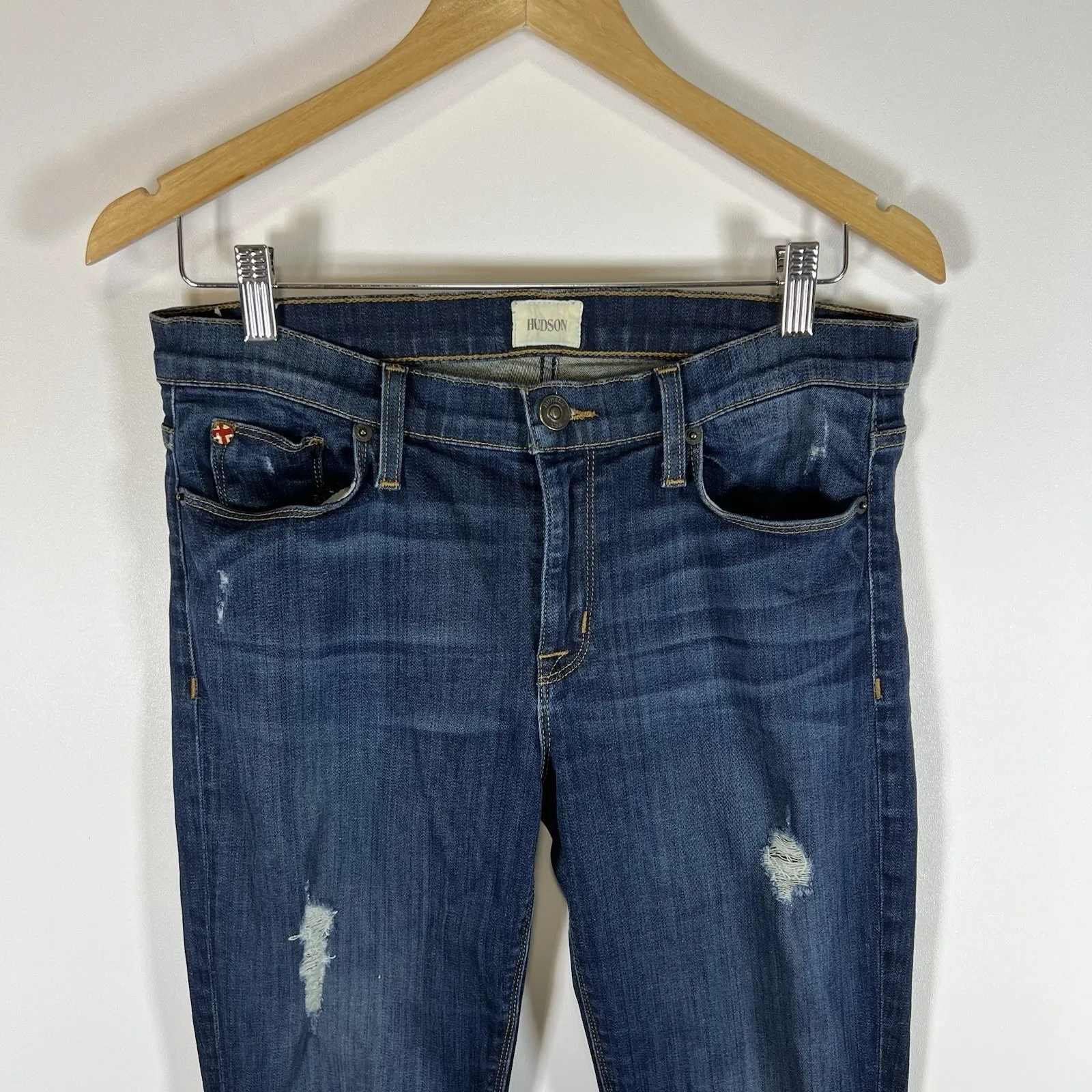 Hudson Jeans Nico Mid-Rise Super Skinny Ankle‎ Jeans Size 28 Distressed - Image 3