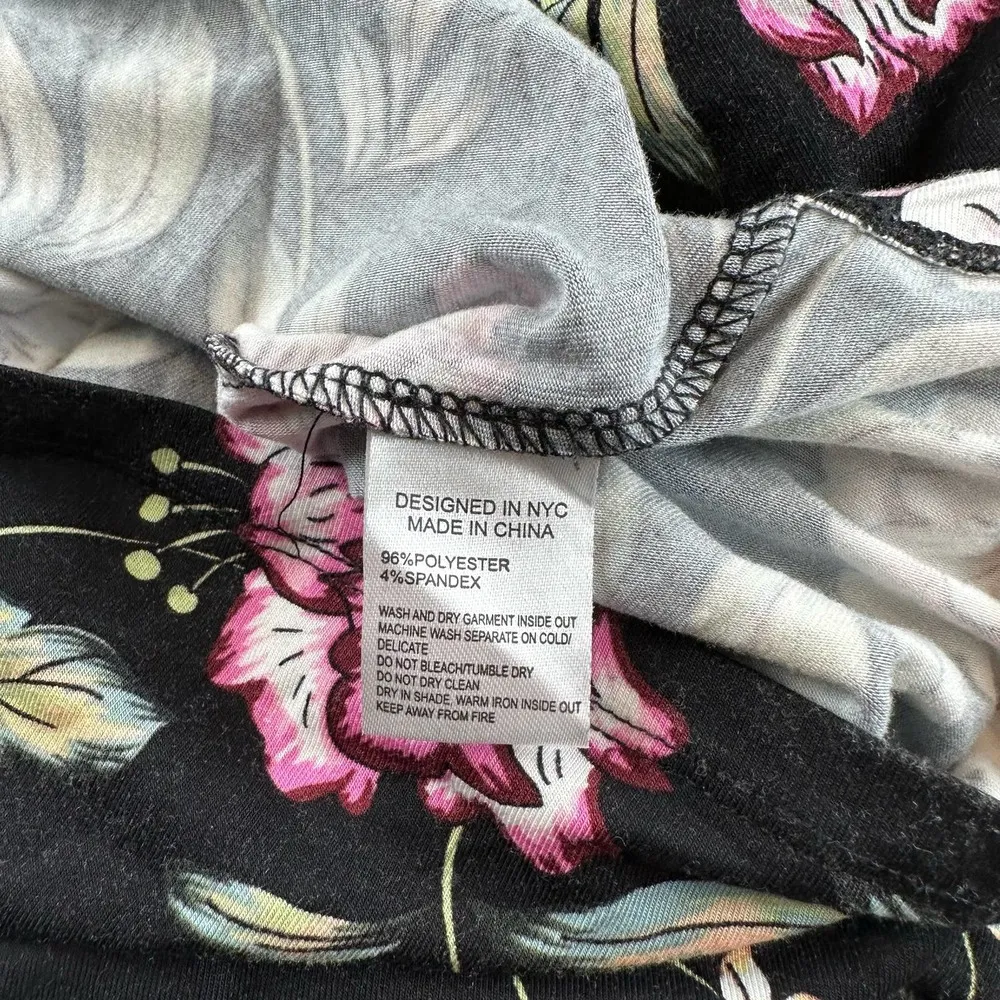 Yumi Kim Love Song Black Floral Take Me Out Jersey Ruched Dress Size M - Image 5