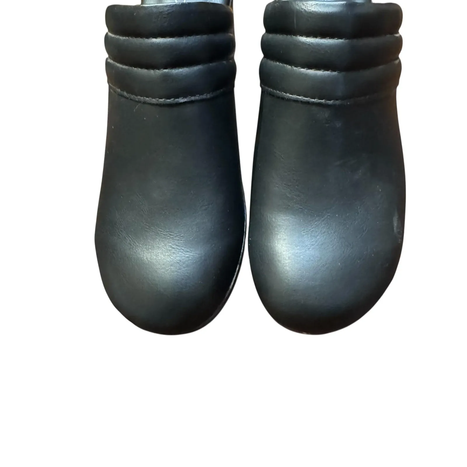 b.o.c Shoes Womens Size 9M Black Slip On Clogs Comfort Heels Faux Leather Floral - Image 3