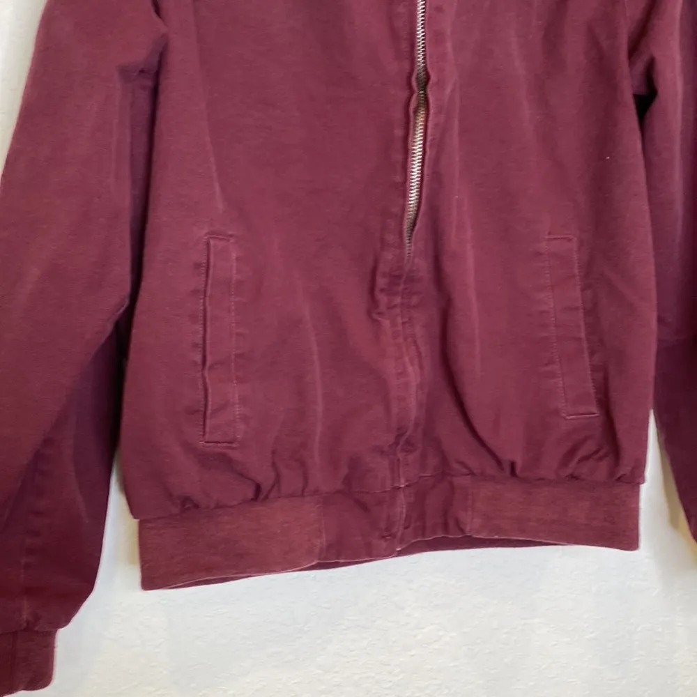 Brandy Melville Burgundy Zipper Long Sleeve Bomber Jacket Sz Lg Cotton Women’s - Image 2