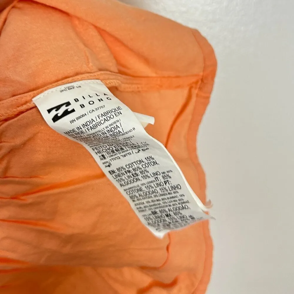 BILLABONG Island Time Smocked Strapless Dress in Tangy Tangerine Size Medium - Image 8