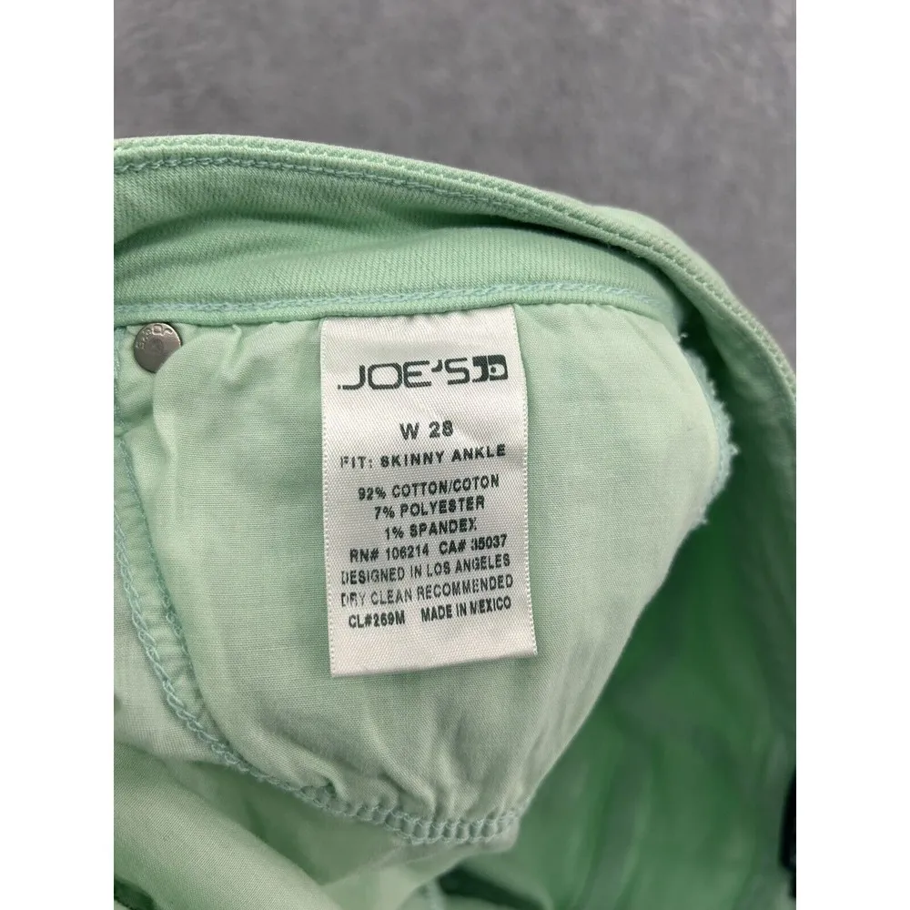 Joe's Jeans Women's Menthol Mint Denim Size 28 Skinny Ankle Solid Cotton - Image 9