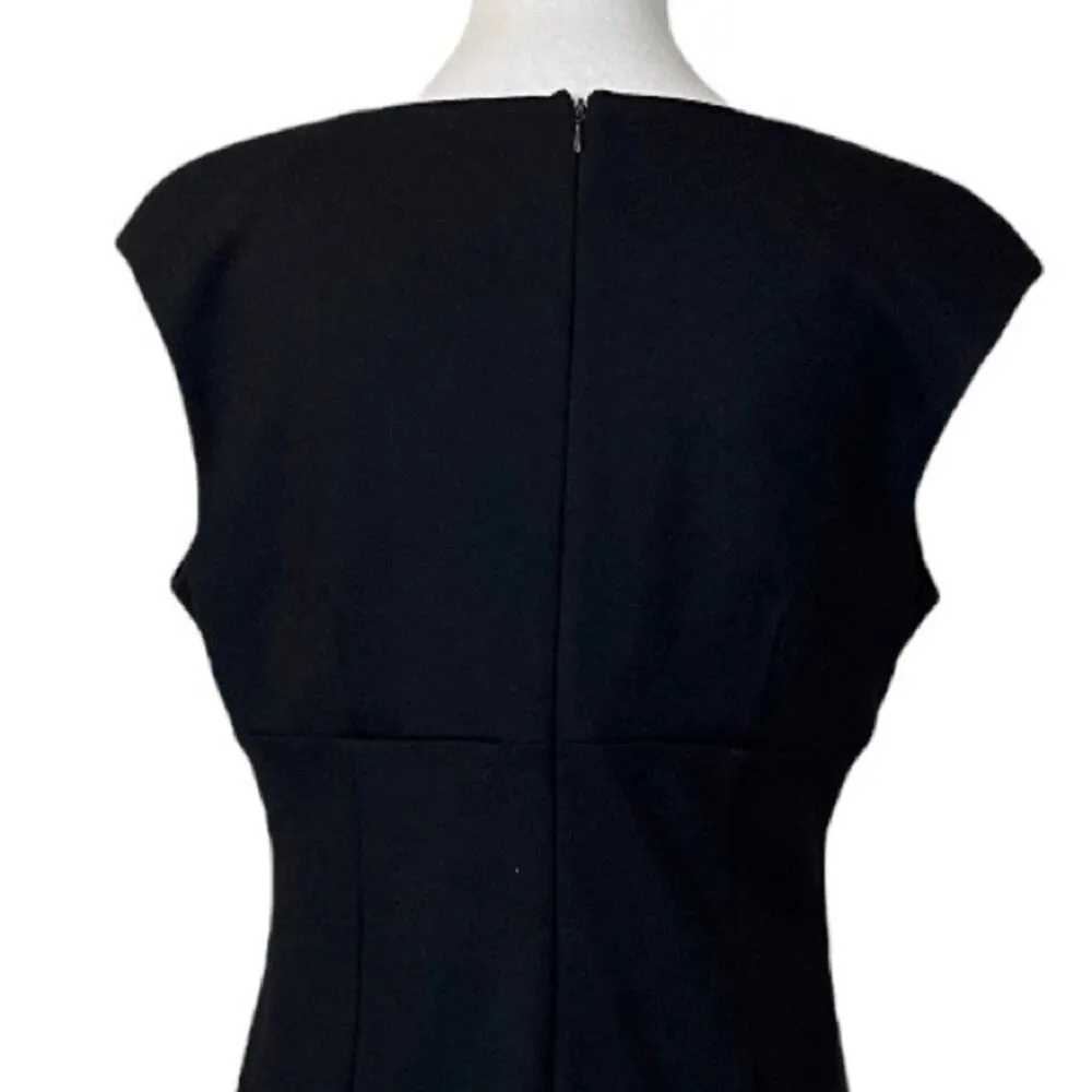 Adrienne Vittadini Square Neck Cap Sleeve Sheath Ponte Knit Dress Black New 12 - Image 8