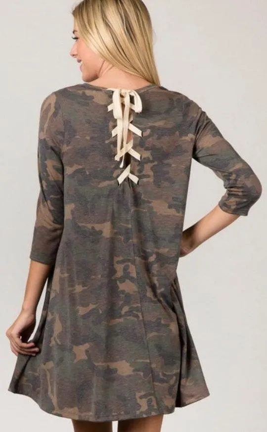Vintage Camo Lace Up Dress - Image 3
