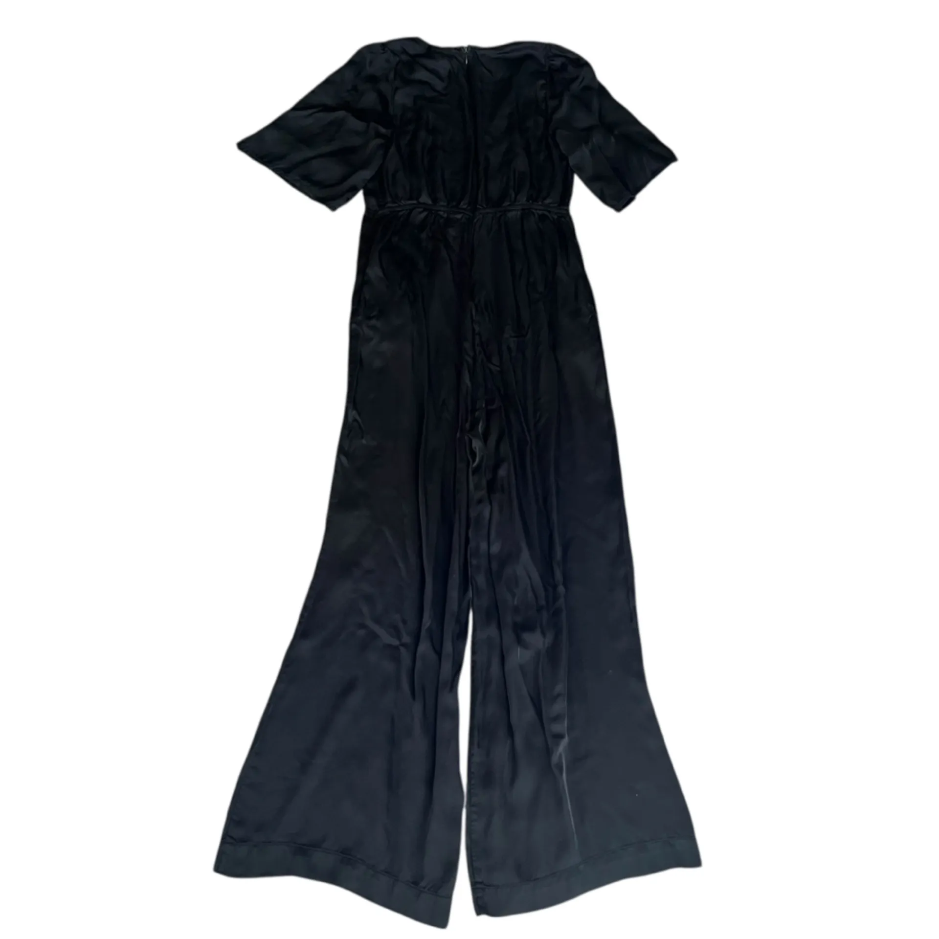 Anthropologie Dolan Women’s Little Black Satin Wide Leg Flutter Sleeve Jumpsuit - Image 7