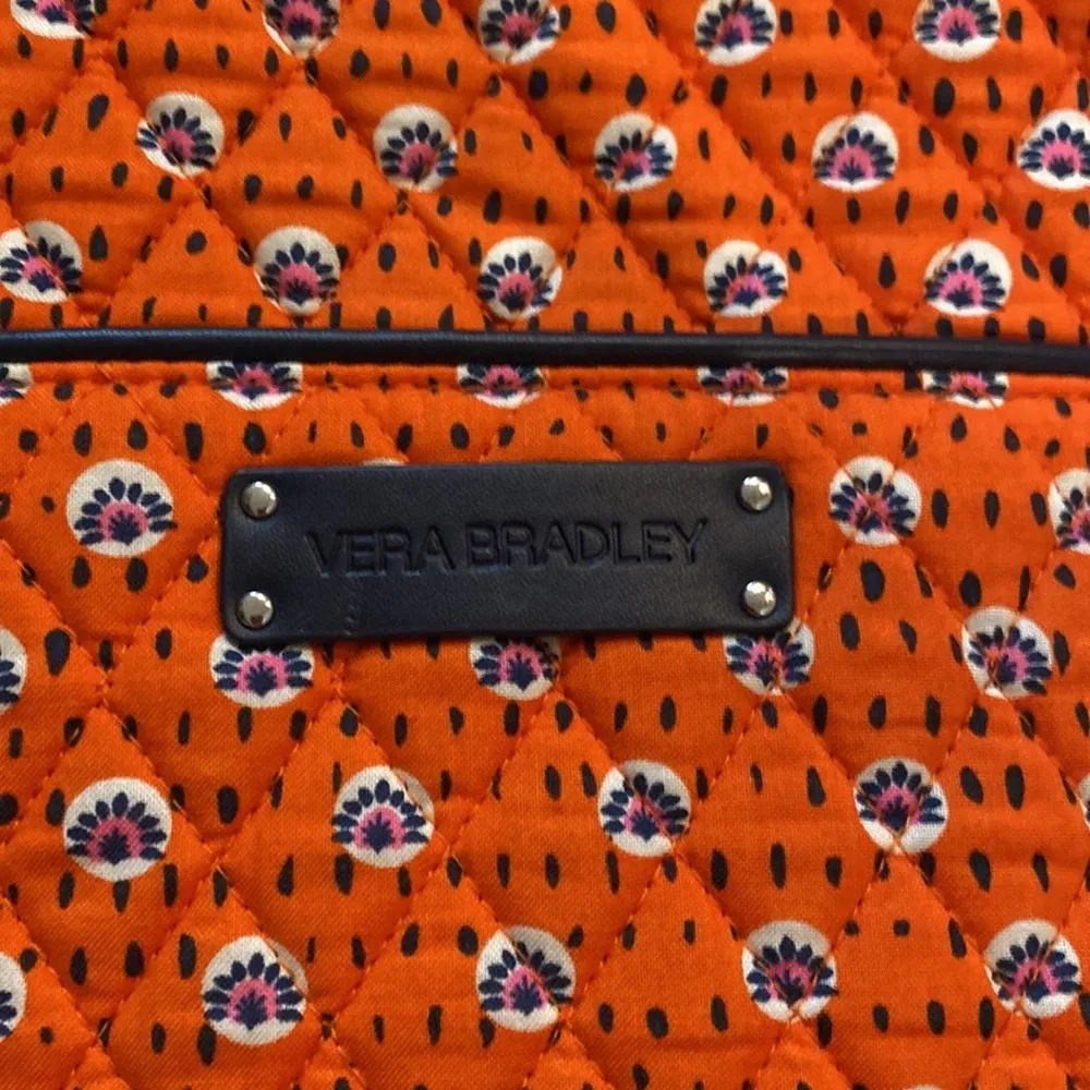 Vera Bradley Trimmed Vera Rio Rosie Orange/Blue Quilted Tote Bag EUC - Image 40