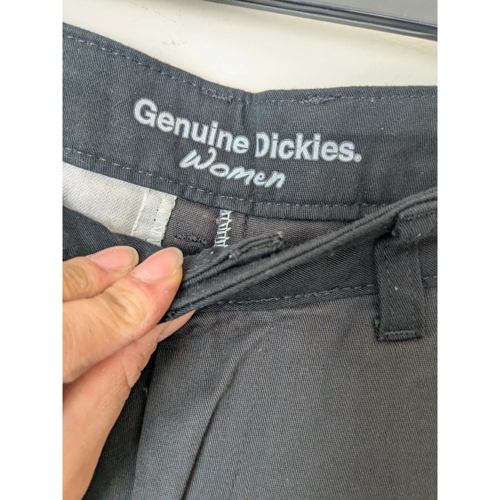 Genuine Dickies Pants Women's Gray Black Straight Leg Slim Fit Size 8 P - Image 2