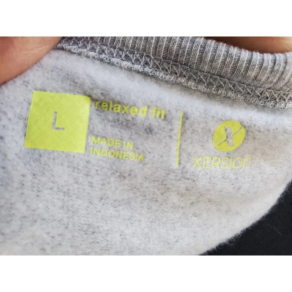 Xersion Women Solid Gray Polyester Cold Shoulder Sleeve Knee Length Dress Size L - Image 9