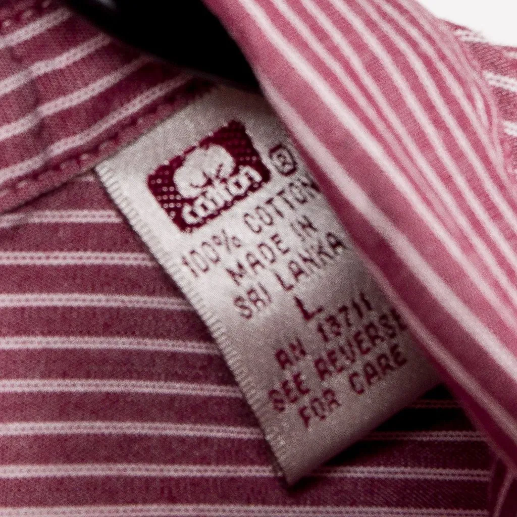 Y2K Button Up Shirt L Womens Momcore Striped Pink White Career Casual Cotton - Image 6